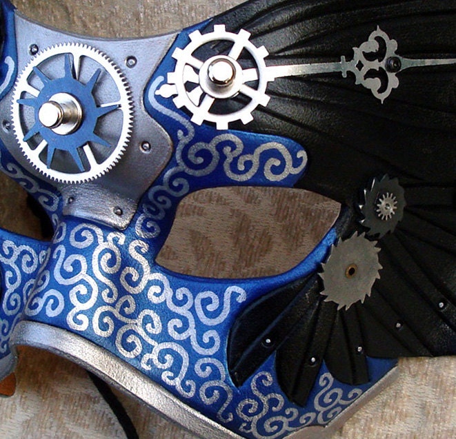 Il Tempo Vola V8... original mixed media handmade winged Venetian clockwork mask