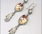 Gypsy Charm Earrings with Crystals, Gypsy Jewelry, Vintage Images Glass Drop Earrings