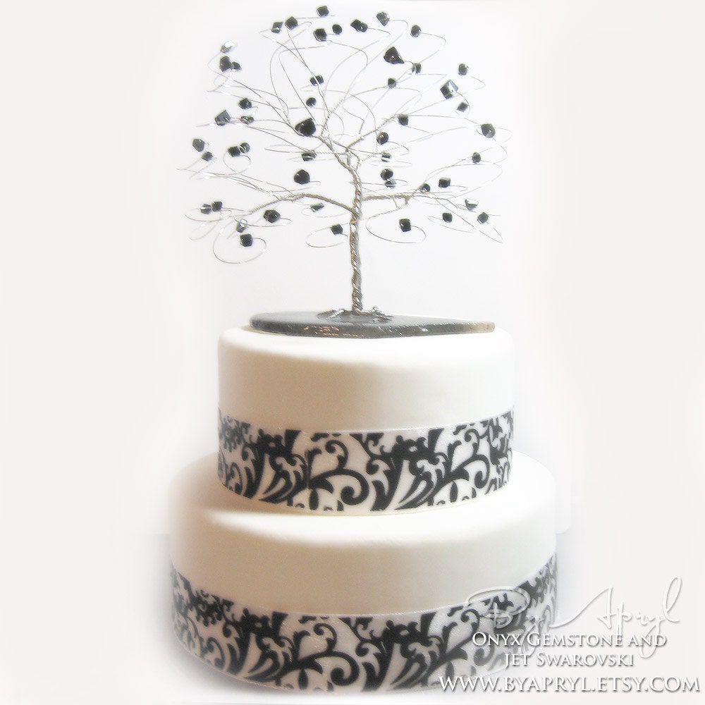 CUSTOM - Tree Cake Topper 6" x 6" in Swarovski Crystal Elements or Genuine Gemstone