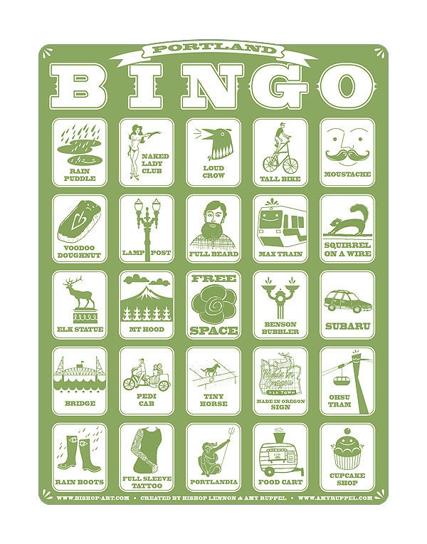 Portland Bingo print by Bishop Lennon and Amy Ruppel