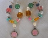 Vintage repurposed religious French pink medal earrings