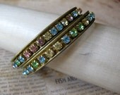 Rock Candy - Multi colored vintage Swarovski rhinestone bangle bracelet