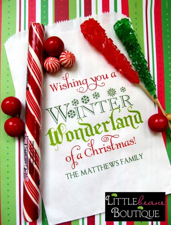 LARGE Christmas Candy Bags, Winter Wonderland, Choose any Design in my Shop,Favor bags, Sweets, Treats, Set of 24 Il_570xn