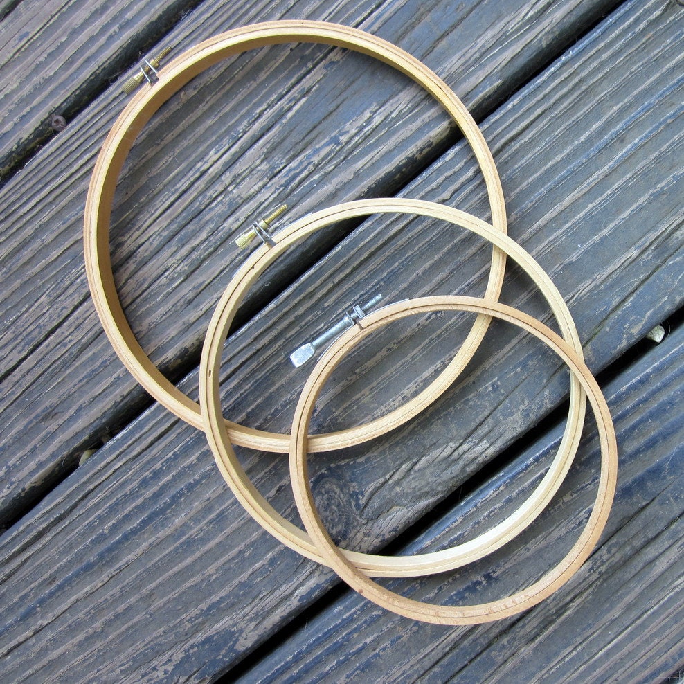 Craft Supplies - Three Wood Embroidery Hoops