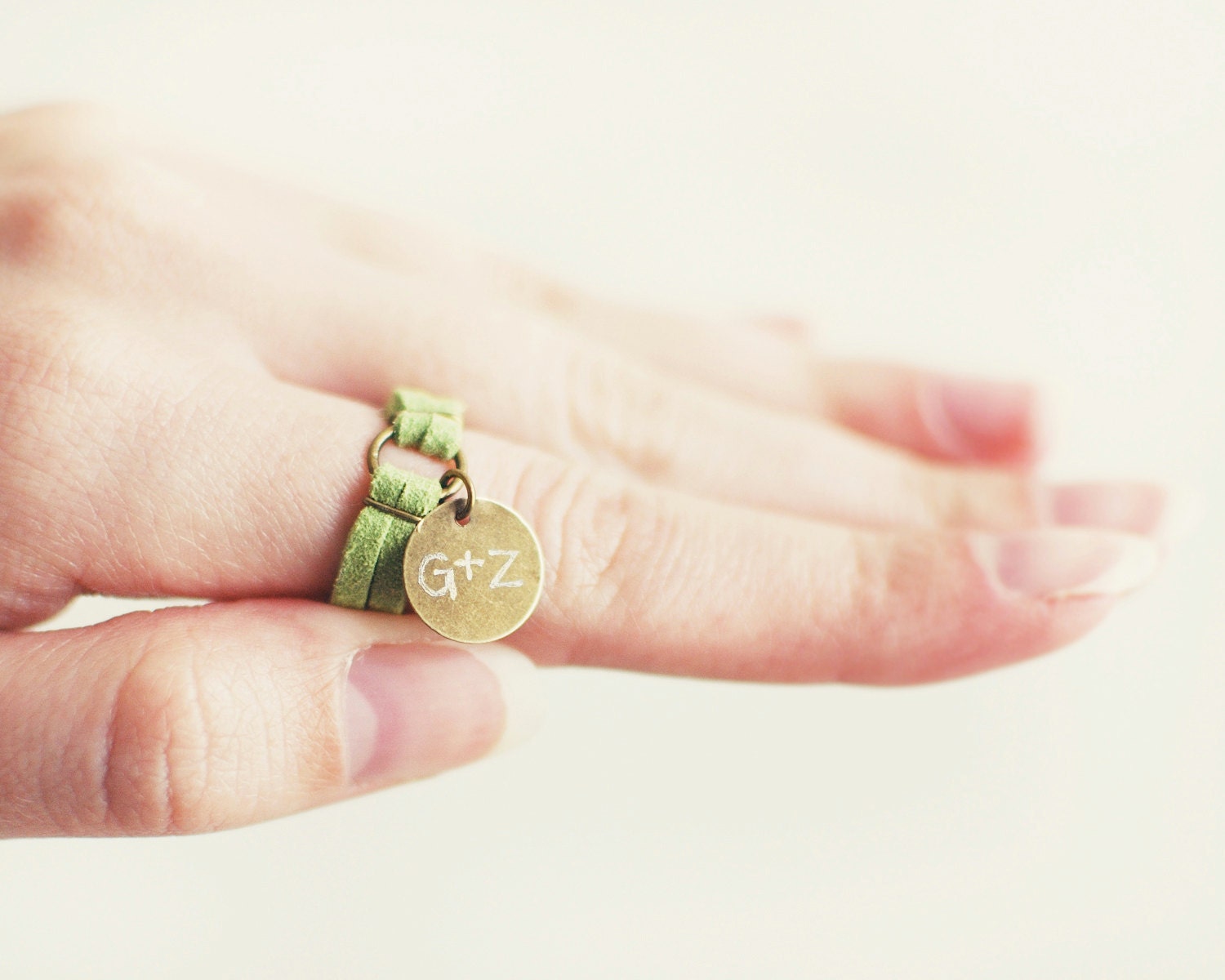 Personalized Engraved Leather Charm Ring - Choose Your Color