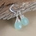 Blue-Green Sea Opal Quartz and Silver Earrings