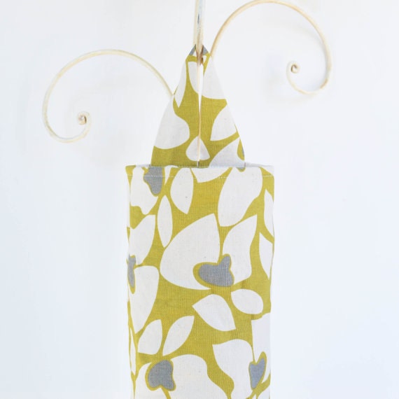 Fabric Plastic Grocery Bag Holder Dispenser Citrine Yellow Grey and ...