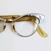 vintage CAT EYE glasses / 1950s stainless steel etched frame glasses