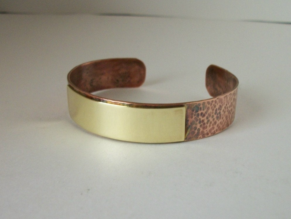 Hammered copper and Brass cuff Bracelet - copper jewelry - copper bracelet