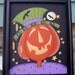Halloween Primitive Pumpkin Bats Framed Canvas Handpainted Home Decor