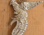 Pot Metal and Paste Stone Parrot Brooch