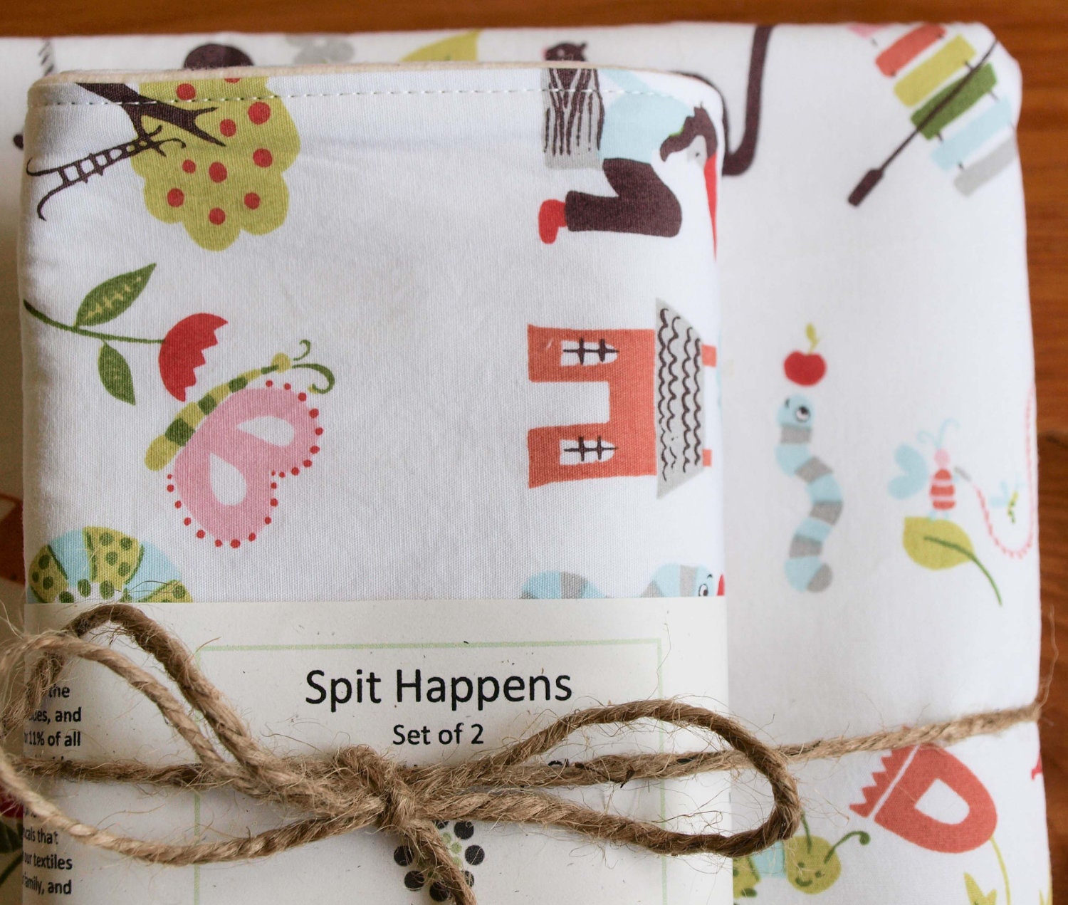 Organic Baby Blanket and Burp Cloths Set, A is for APPLE