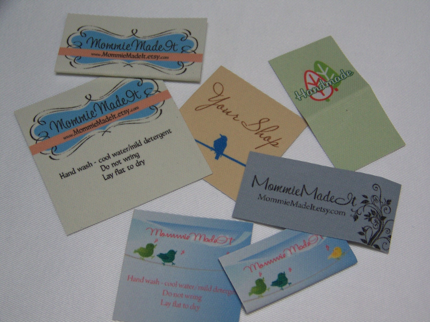 160  Hand Crafted Sew On Cotton Fabric Clothing or Accessory Labels - LOTS of Designs - NO Extra Charge for Proof
