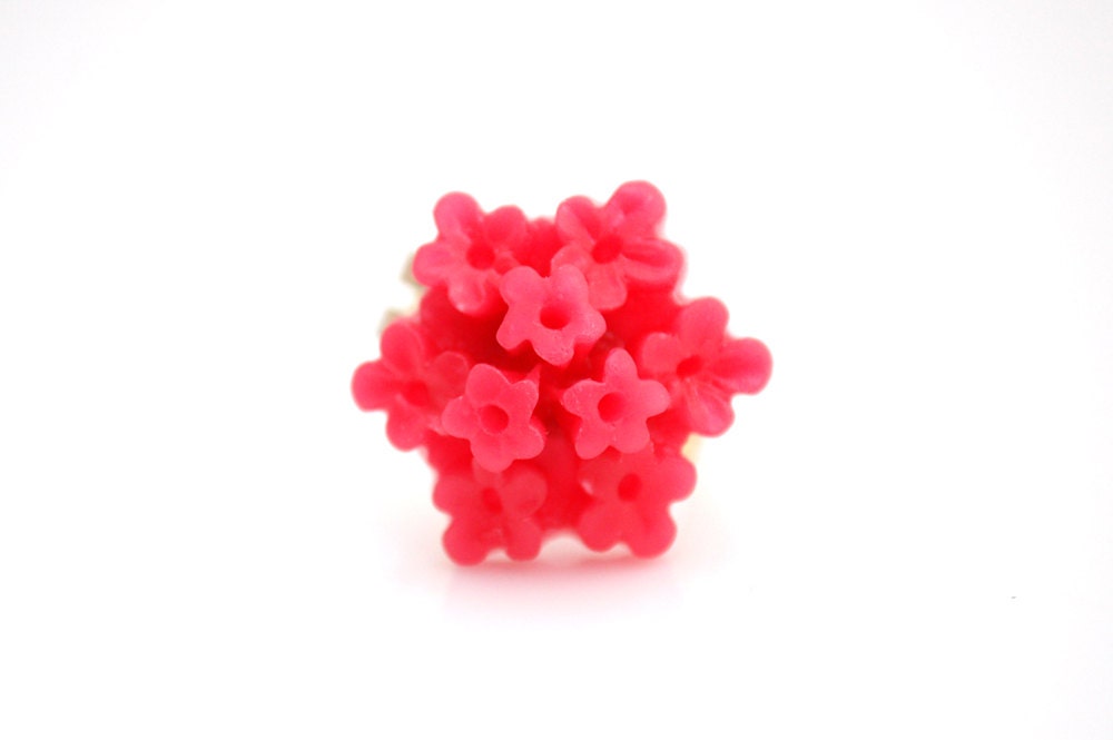 Strawberry Pink Cluster Flower Ring Buy 3 Get 1 Free