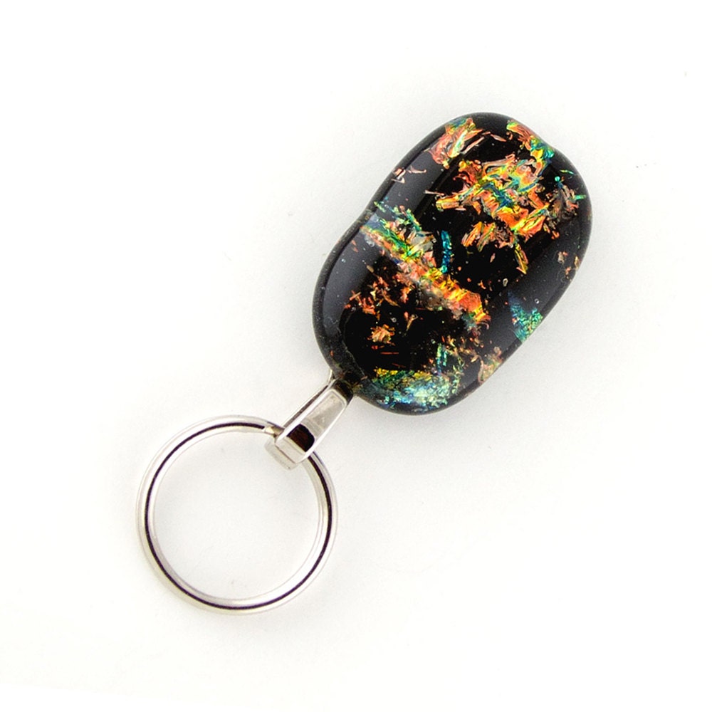 magnetic id badge holder - multi-colored dichroic fused glass