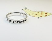 sterling silver engraved Latin- Strength Courage Wisdom Size 4