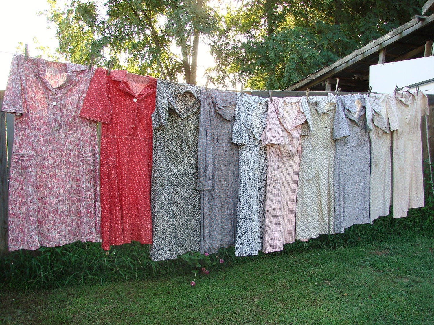 Vintage Lot of Rural Americana Cotton Print Dresses Country Living