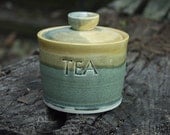 Lidded TEA Jar Sage Tawny Ready to Ship
