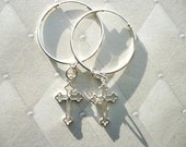 Sale 25% Off Sterling Silver Cross Earrings