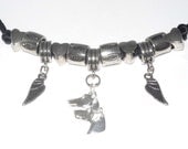 Memory Necklace with Sterling Silver Greyhound Dog Charm, Pewter Angel Wings 2