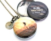 Sanctuary Locket Necklace - Rumi Quote -  Mystical, Recycled Locket, 3 in 1 Magnetic Necklace by Polarity, Melissa Nucera Collection