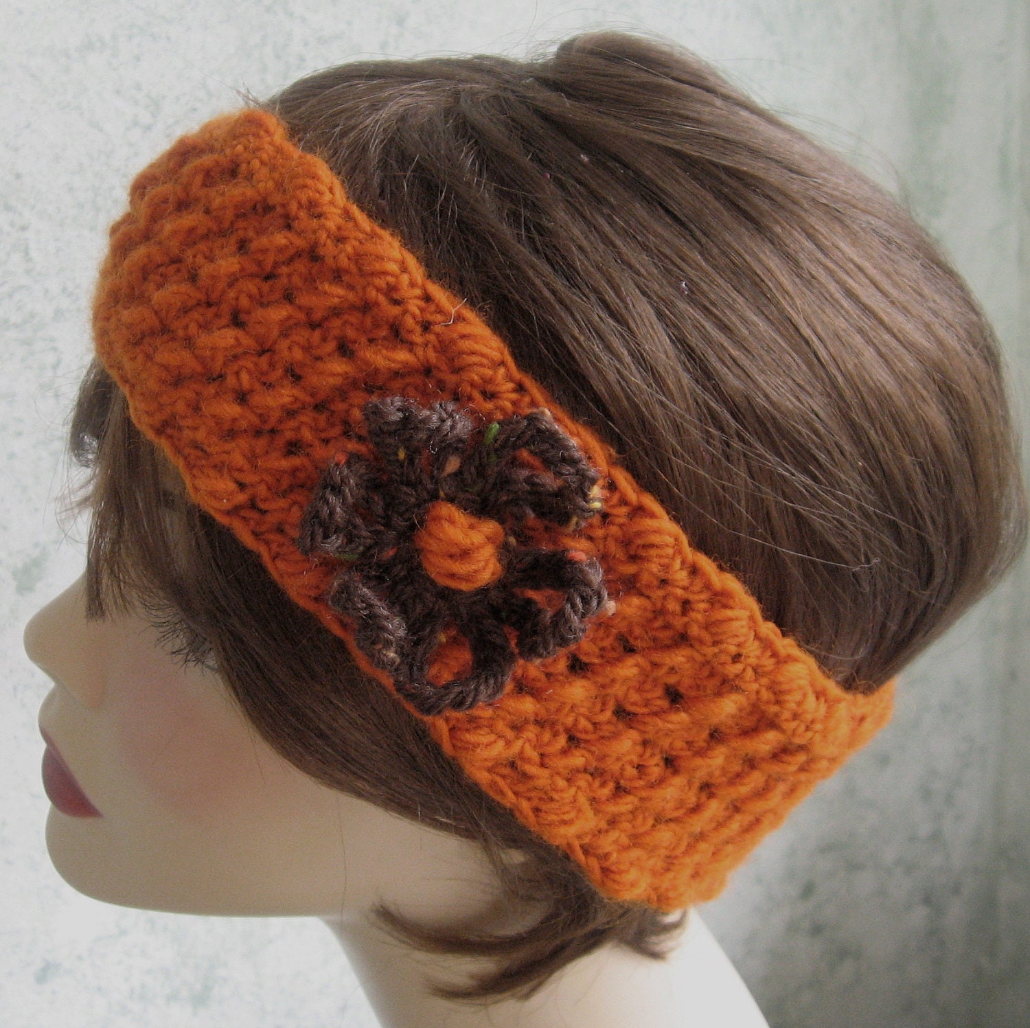 Items similar to Crochet Headband Pattern With Flower Trim ...