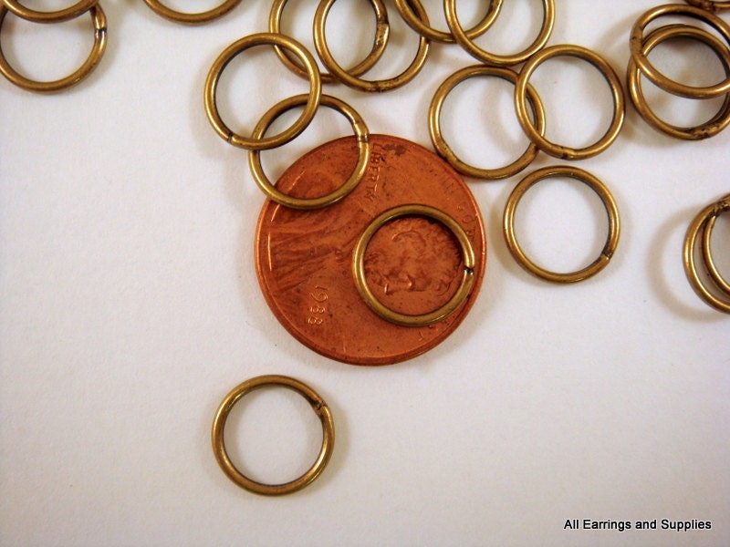 50 Antique Brass Soldered Closed Jump Rings 10mm 18 Gauge - 50 pc - 5840-5