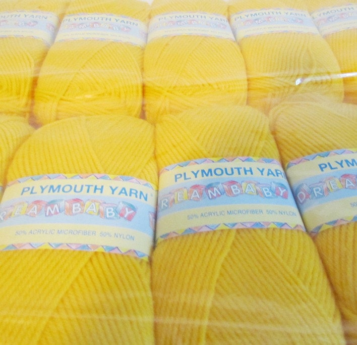 5 Balls Yellow DREAMBABY Soft DK sock fingering light weight School Bus Yellow vegan acrylic microfiber and nylon Yarn color 110 - BPyarns