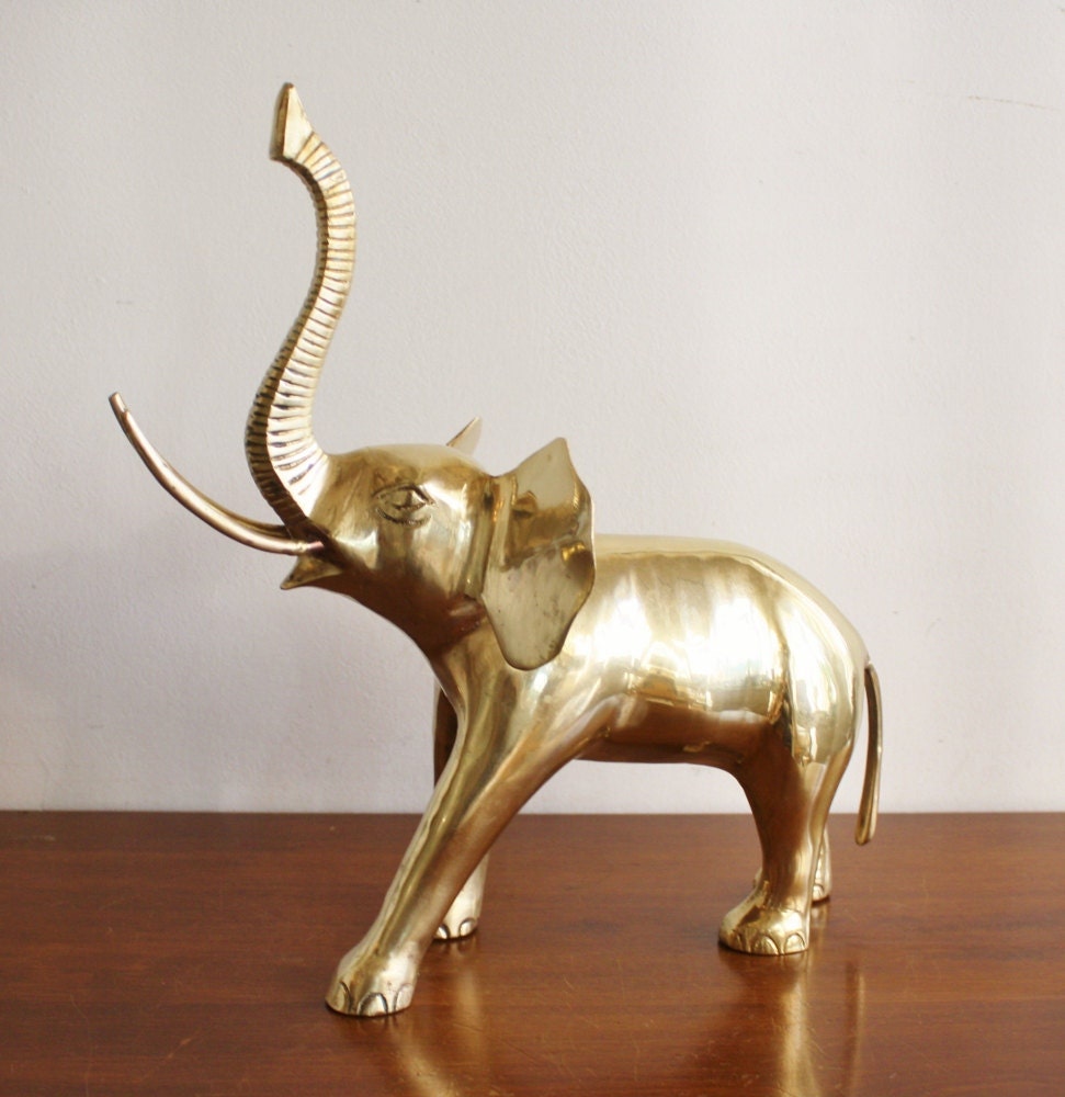 Large vintage brass elephant by highstreetmarket on Etsy