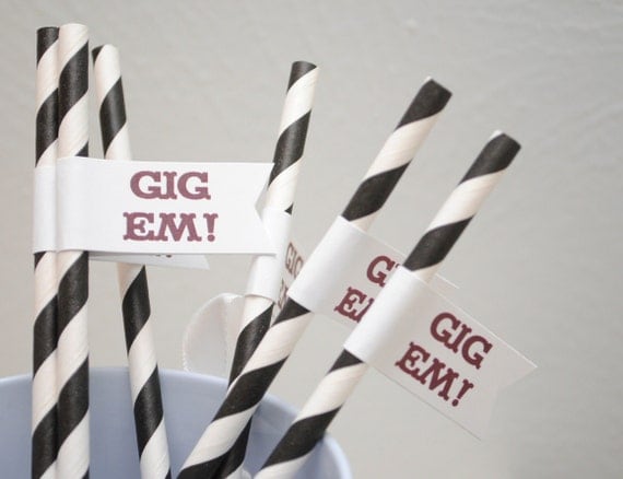 GIG Em - Texas A & M University Paper Drink Straw Flags- Set of 12 Il_570xn
