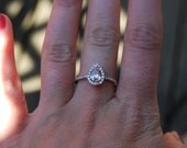 0.9ct Peach champagne tear drop sapphire and rose gold diamond ring