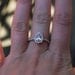 0.9ct Peach champagne tear drop sapphire and rose gold diamond ring