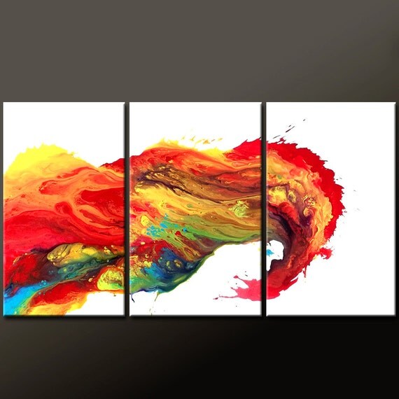 Abstract Canvas Art Painting 3pc 72x36 Contemporary Original Modern Art by Destiny Womack - dWo - Riding the Wave