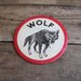 vintage c. 1960s WOLF button badge pin