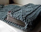 Knit tarot wrap.  Diamante in stormy blue