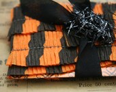 Vintage 1940s Black and Orange Striped Halloween Crepe Paper Ruffles