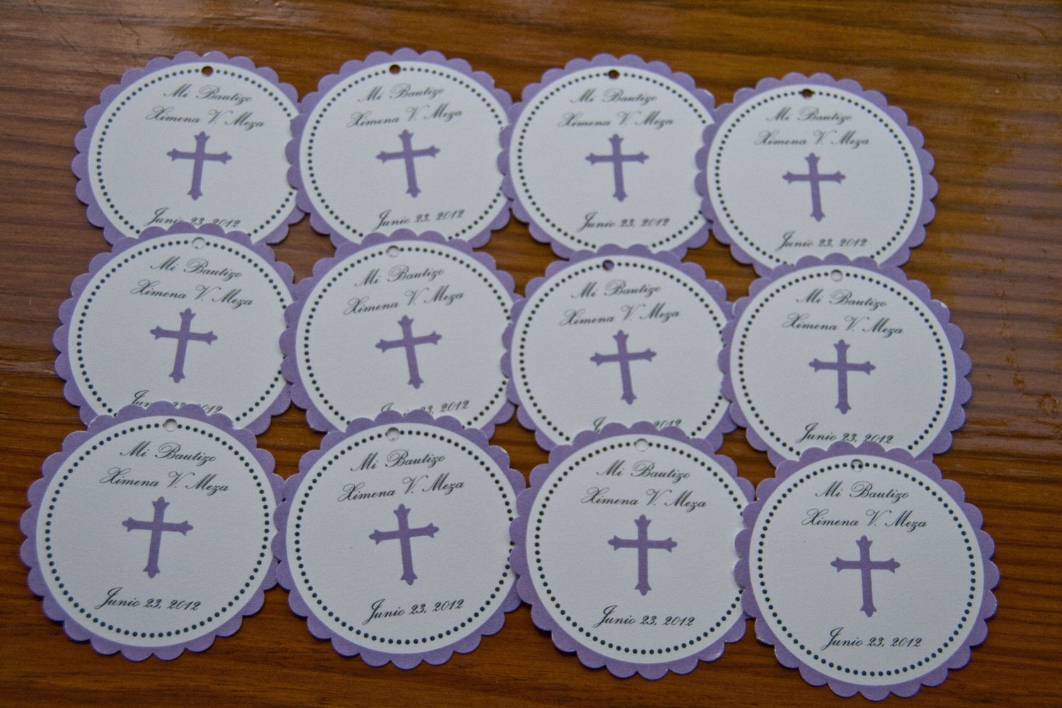 Baptism Christening Favor Tags Communion Party Favor Tags Lavender set of 12 by Belleza e Luce Il_570xn