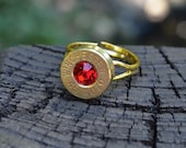 Bullet shell ring handcrafted by me...... gold/brass Winchester .45 Auto ring with Swarovski crystal