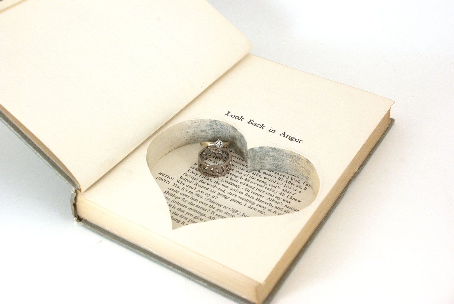 Wedding - Vintage Hollow Book Safe with Heart - Three Plays - christmasinjuly