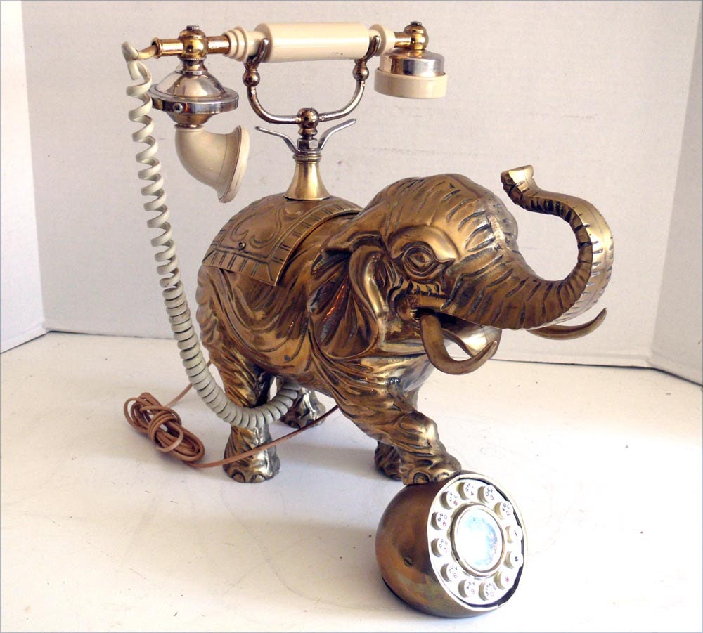 Telephone Brass Elephant Touch Tone Telephone by allunique