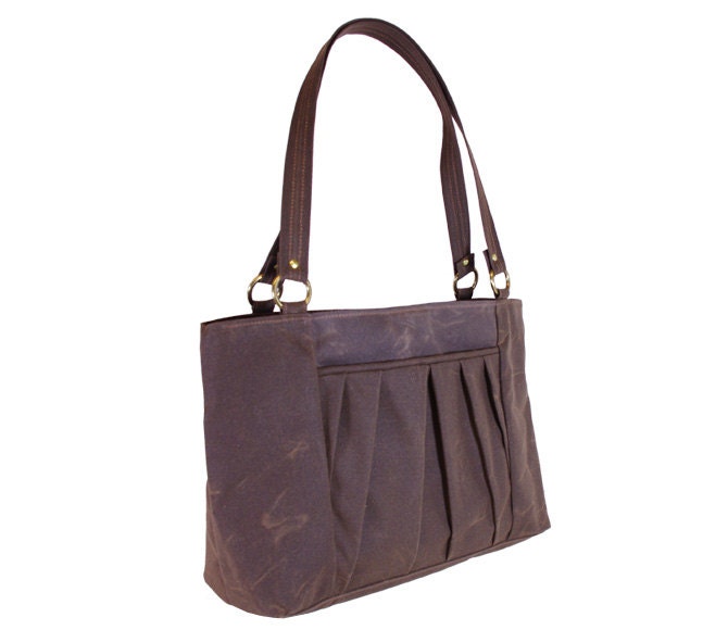 Sale: Waxed Canvas Tote - Milly Pleated in Brown