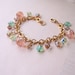 Peach Tea shabby charm bracelet with vintage glass beads
