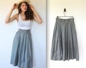 vintage 1970s full skirt. Small. High waisted, pleated long skirt. Geoffrey Beene. Smoke gray A-line skirt / the SILVERDOLLAR PANCAKES skirt