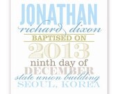 Baptism Keepsake Print  - 11 X 14 Typography - Seashell Palette