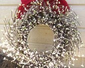White raspberry wreath for your holiday front door - White Christmas - Front Door decoration - Holiday wreath