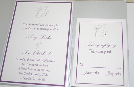 Monogram Pocketfold Wedding Invitation Personalized (SAMPLE ONLY) Il_570xn