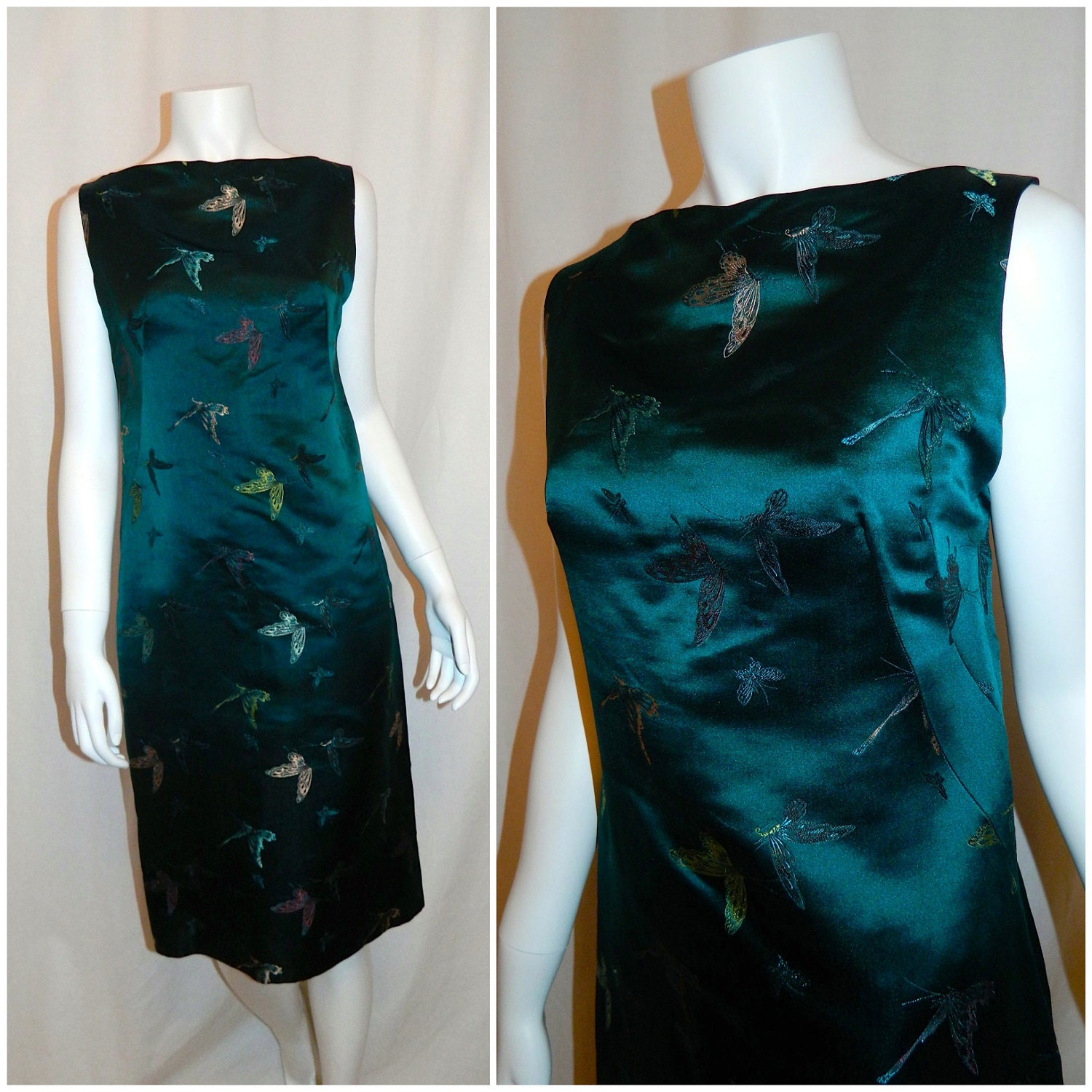 vintage 1960s dress butterfly brocade 60s wiggle dress cheongsam XS