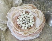 Wedding Hair Flower Large Pearl and Rhinestone  Bridal Accessory