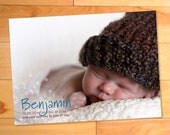 Modern Baby Boy Announcement, Birth Announcement, Custom Photo Card, Swirls, Custom Baby Boy Announcement Photo Card
