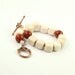 Cream Boho Bracelet Fall Earth Tones Deep Red Jasper Gemstone Rustic Woodland Fashion Beige Jewelry Copper Clasp